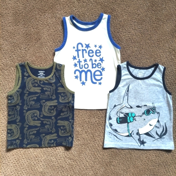 2T Boys Tank Tops Carter's Cat & Jack, Lot of 3 Toddler Boy Muscle Tanks - Picture 2 of 2